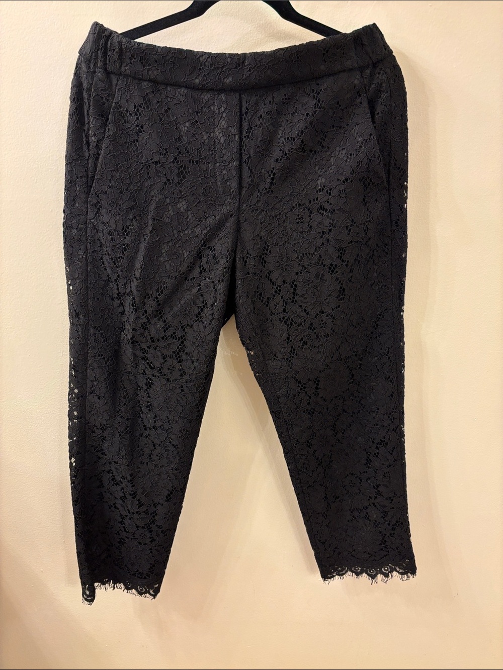 J. Crew Black Lace Trim Pants